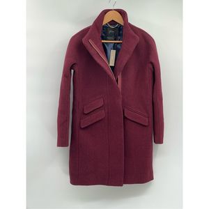 J. Crew Coat Stadium Nello Gori Women 00 Heather Fire Red Maroon Cocoon New‎